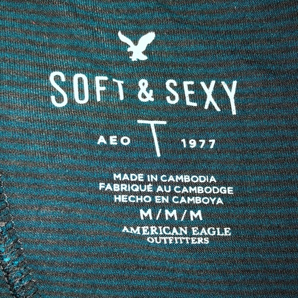 American Eagle Cotton Stripped Top Size M - Picture 5 of 6